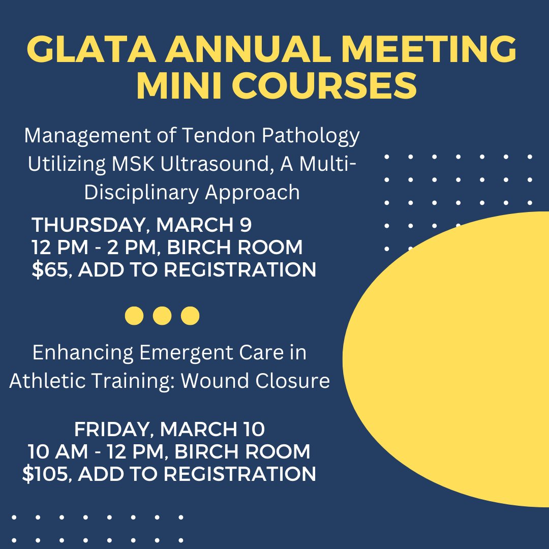 Look to attend one of the mini courses at the GLATA Annual Meeting! #GLATA2023