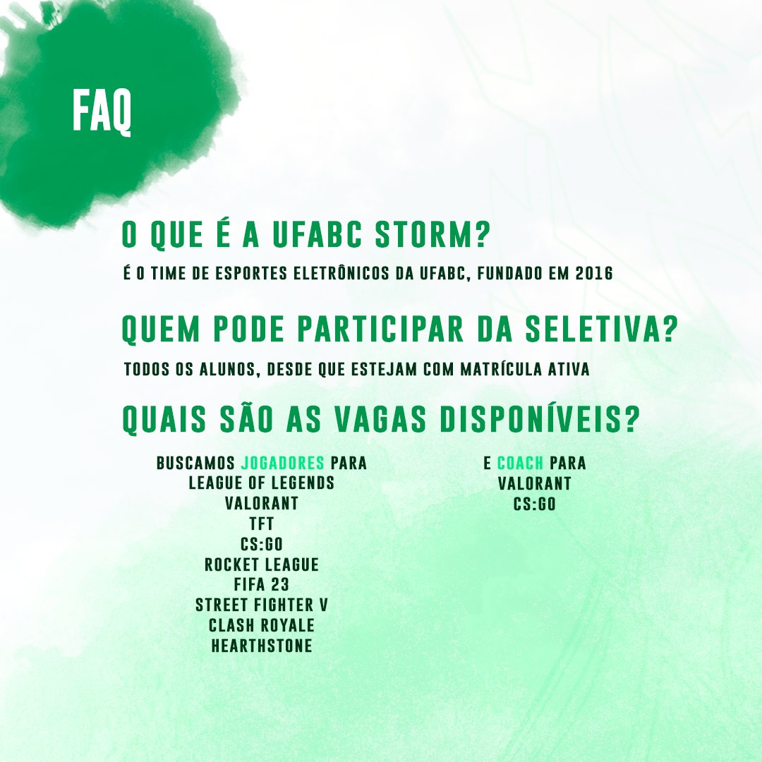 falkolstorm's tweet photo. Sim, você piscou e aqui estamos nós de novo...

Conforme anunciamos, estamos reabrindo as seletivas para 2023, e agora também com a adição de cargos administrativos! Vocês podem conferir quais são através do link "Seletivas 2023.1 - Cargos administrativos" em nossa bio. https://t.co/Z2dlozFcdL