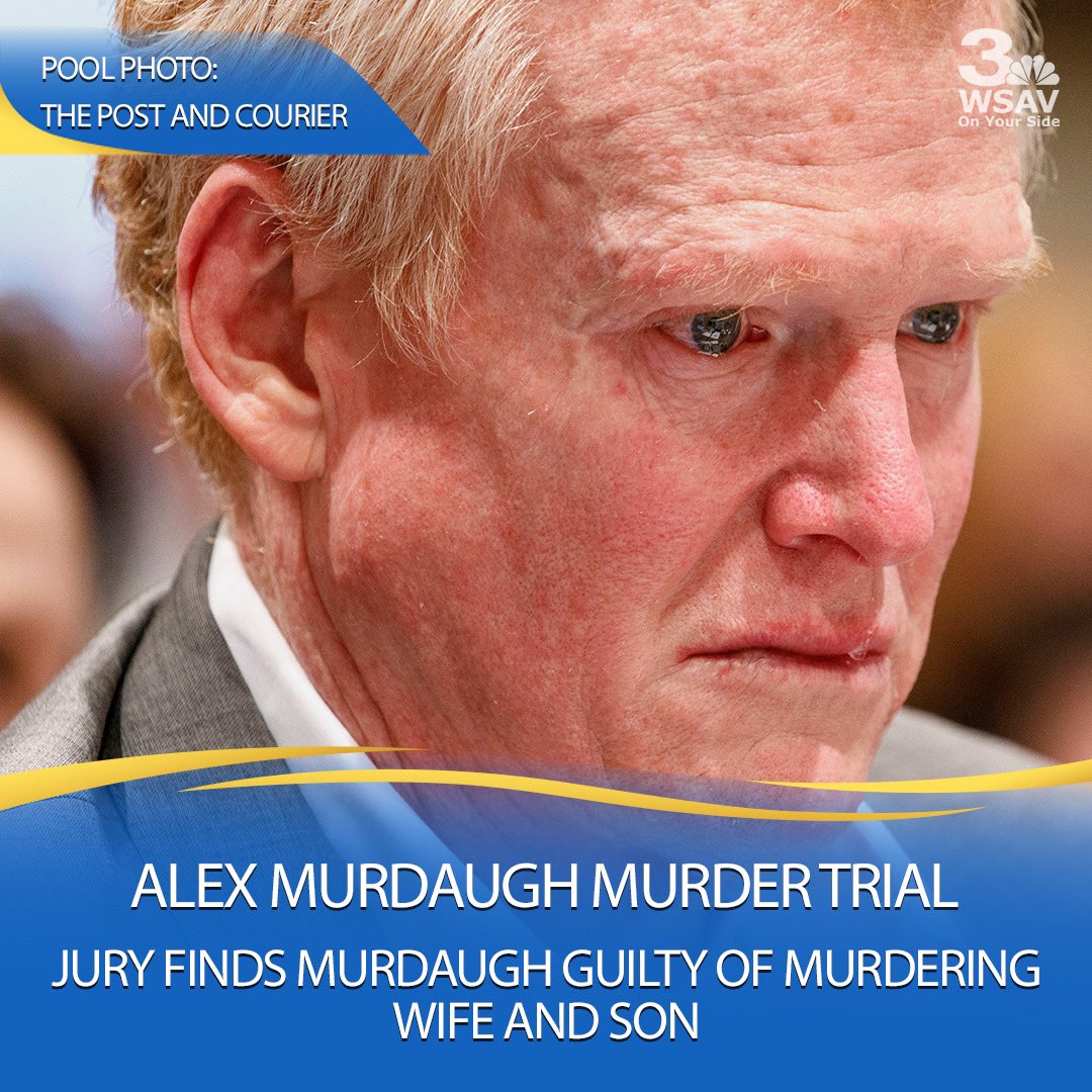 JLeonardNews's tweet photo. BREAKING NEWS: Jury finds #AlexMurdaugh GUILTY of murdering wife and son at their family home on June 7, 2021. #MurdaughTrial https://t.co/sPJJRGJ2gl