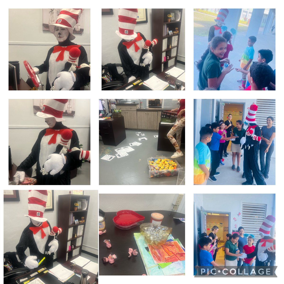 MaeWaltersElem's tweet image. Visit from the one and only Cat in the Hat. Causing trouble all over our school but well received. @MDCPSNorth @SuptDotres #ReadAcrossAmerica #funfilledday
