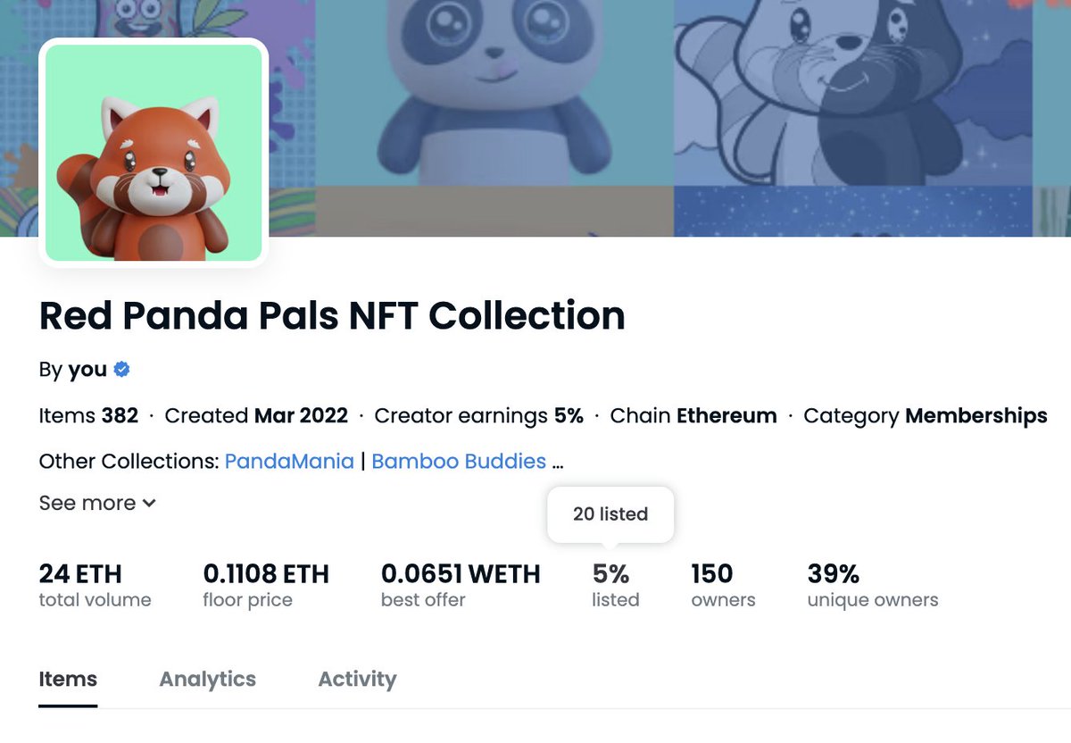 PandaMania_NFT's tweet photo. Only 23 PANDAS listed 🐼 

Only 20 Red Panda Pals listed 👀 

Only 10 Bamboo Buddies listed 😮 

Come take your pick, quick!

PANDAS -https://t.co/nQDqlzkoCh

Red Panda Pals -https://t.co/kF9ItPgF6U

Bamboo Buddies -https://t.co/5GciZ9GYJB

#travelclub #bookclub #fitnessclub https://t.co/vASra1whlb