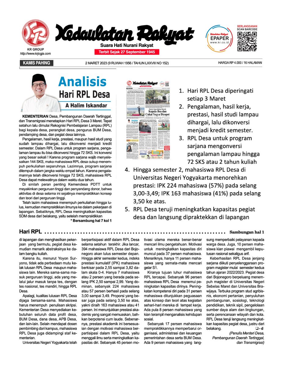 Peringatan Hari RPL Desa (Rekognisi Pembelajaran Lampau Desa)
#HariRPLDesa
<a href="/jokowi/">Joko Widodo</a> 
<a href="/halimiskandarnu/">ABDUL HALIM ISKANDAR</a>
@Kemendespdtt
<a href="/malik_haramain/">malikharamain</a>
<a href="/imansyukri/">Iman Sukri</a>
<a href="/taufikmadjid71/">IG : taufik.madjid</a>
@yusradaridesa 
<a href="/azzameldzikrie/">#SantriIndonesia</a> 
<a href="/tppkemendes/">TPP KEMENDES</a>