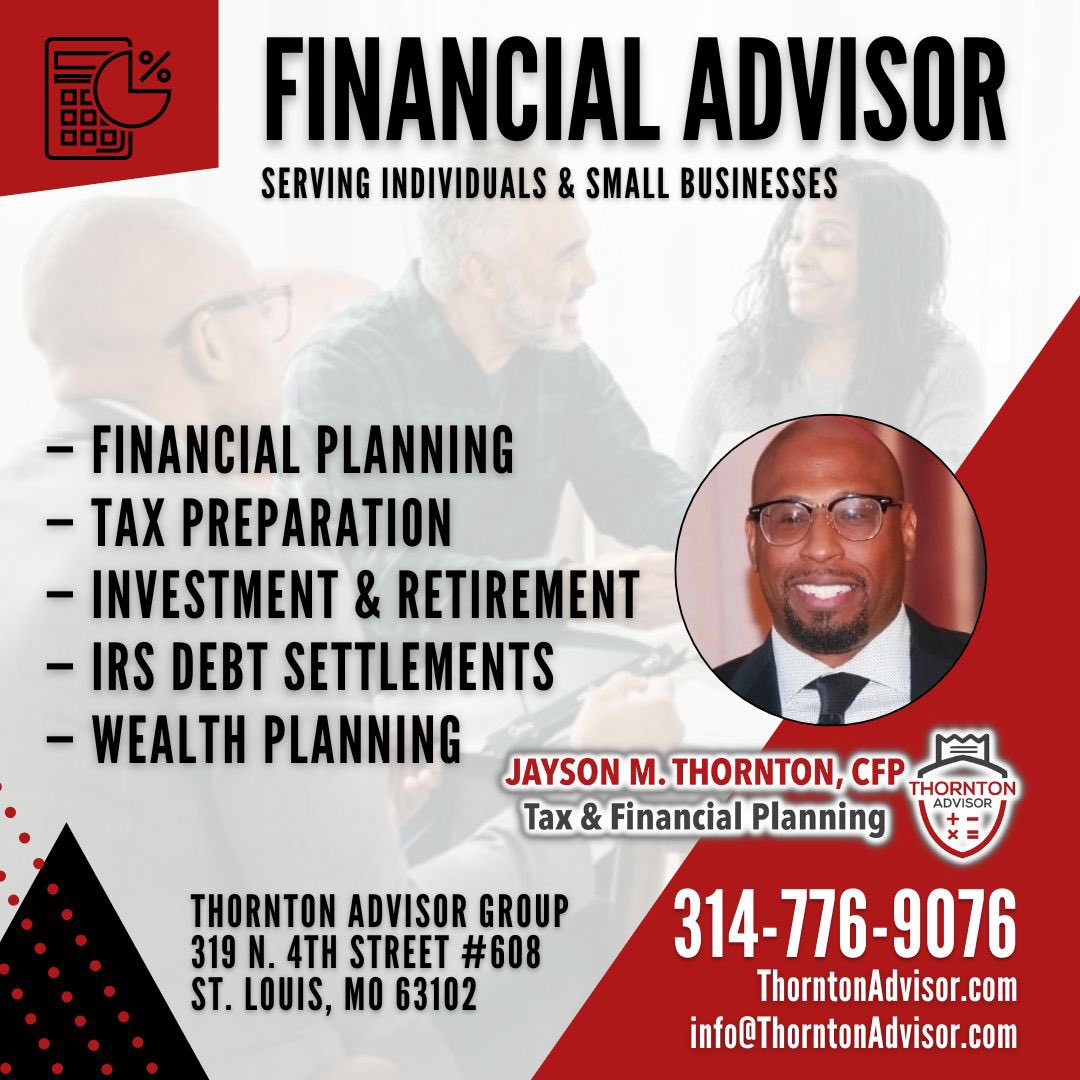 ThorntonOffice's tweet photo. #financialplanning #CFPpro #CertifiedFinancialPlanner #moneytips #moneytwitter #financialliteracy #financialadvisor #taxadvisor #STL https://t.co/LG0q25wxdn
