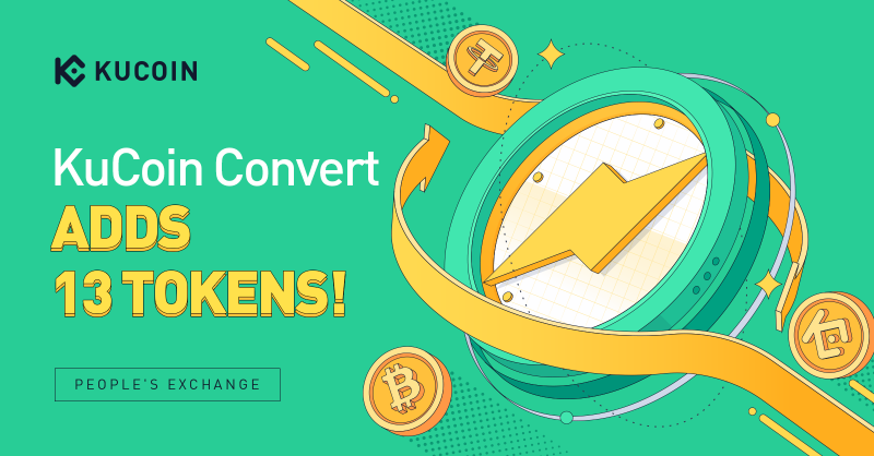 kucoincom's tweet photo. We are pleased to announce that more tokens have been added to #KuCoin Convert!

Instantly convert your crypto holdings with one click and zero fees ⤵️