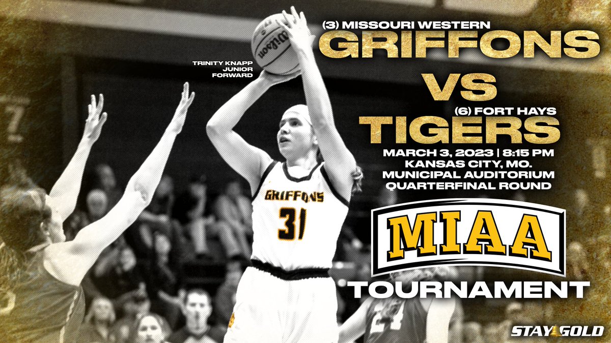 MWSUGriffons's tweet photo. WBB PRIMER | Time to settle the score.

For the third time this season, @GriffonWBB squares off with Fort Hays State, tipping off this time in the quarterfinal round of the MIAA Tournament in Kansas City.

📰 — https://t.co/WZ8P0RKNac

#StayGold🔔 | #GoGriffs🦅🦁 https://t.co/S3MWLlwCvi
