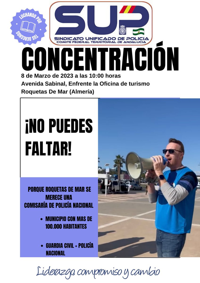 SupAlmeria's tweet photo. Vamos a seguir concentrándonos para solicitar una comisaría de Policía Nacional en Roquetas de Mar, la ciudadanía de Roquetas merece municipio seguro.@interiorgob @AytoRoquetas @Sup_Policia @supandalucia @SupAlmeria @ppopular @PSOE @vox_es @CiudadanosCs @AvanzJuntosAlm https://t.co/XCZ3RA7W0k