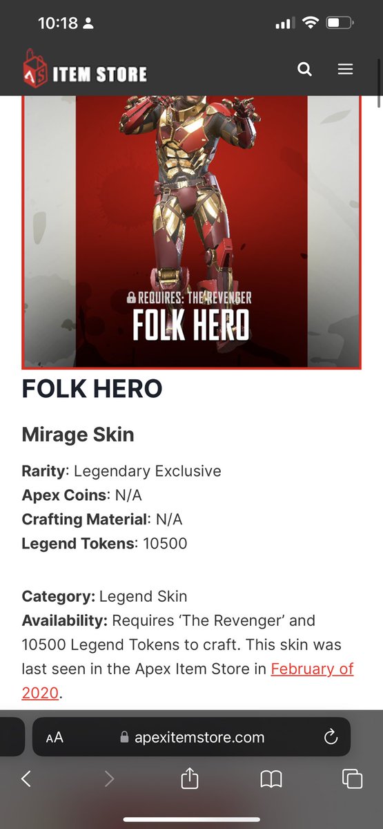 DamnGoku's tweet photo. @PlayApex @Respawn
Been waiting 3 years for this skin to return bruh where is it at ๐ก you guys even included it in a trailer for control that one time ๐ญ๐ญ๐ญ #folkhero #mirage #respawnplease #ApexLegends https://t.co/SQ93IyynMq