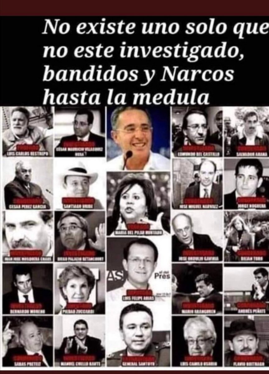 Aquí están, estos son los que volvieron 💩💩 tu nación..

¿De donde saco tanta plata el qlibajito para comprar tantas hectáreas de tierras???

¿Quien es responsable de los falsos positivos???

¿Quien lleno de coca a colombia???

¿Quien fábrica más cocaína en Colombia?

¿Lo sabes?