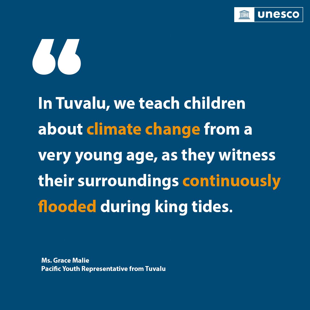 UNESCO_Pacific's tweet photo. 💬We were inspired by the speech of Ms Grace Malie from Tuvalu, youth representative at the 25th consultation meeting of the PHES

Grace spoke about the resilience of her people and how they have adapted to the changing impacts of #ClimateChange in Tuvalu over the years. https://t.co/DPLKFm9JhF