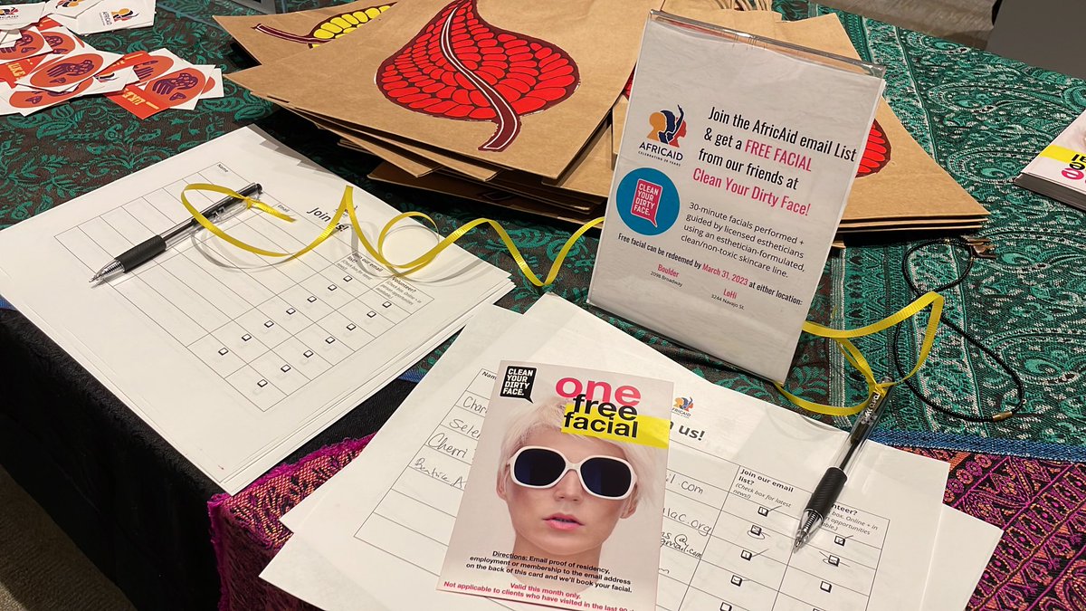 If you’re attending #WomenPoweringChange tonight in #Denver, swing by the @AfricAid table to say hello! Sign up in person for our email list and you’ll get a **free** facial coupon, thanks to our generous partners at Clean Your Dirty Face!