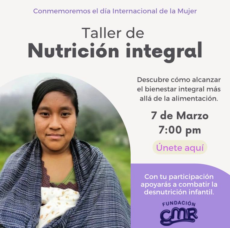 Te invitamos a participar en nuestro Taller de Nutrición General, en el marco del día Internacional de la Mujer. 💜

📆 7 de marzo
🕖 7:00 pm
🌐 Regístrate en: bit.ly/3YeMVEi

#NutriciónSaludable #MujeresSaludables #BienestarFemenino #7DeMarzo #TallerDeNutrición