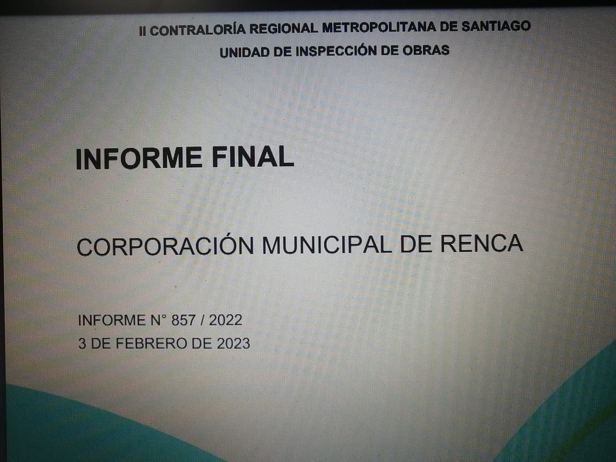 ComiteCpt's tweet photo. @Muni_Renca @cn_castro Esperemos que de solución a todos los problemas detectados por la @Contraloriacl https://t.co/CCARRLOEjk