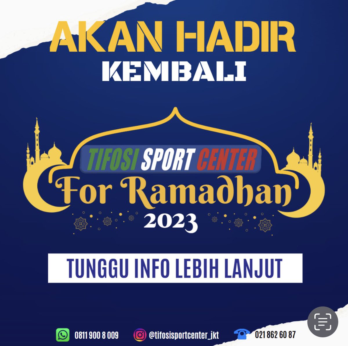 HALLO TIFOSIERS,

TIFOSI FOR RAMADHAN AKAN HADIR KEMBALI DI TAHUN 2023

IKUTI TERUS INFORMASINYA YA DI INSTAGRAM KAMI.

JANGAN SAMPAI TERLEWAT.

#futsal
#turnamenramadhan
#turnamenfutsal
#tifosisportcenter
#tifosisportcenter_jkt
#tifosisportcenterjakarta