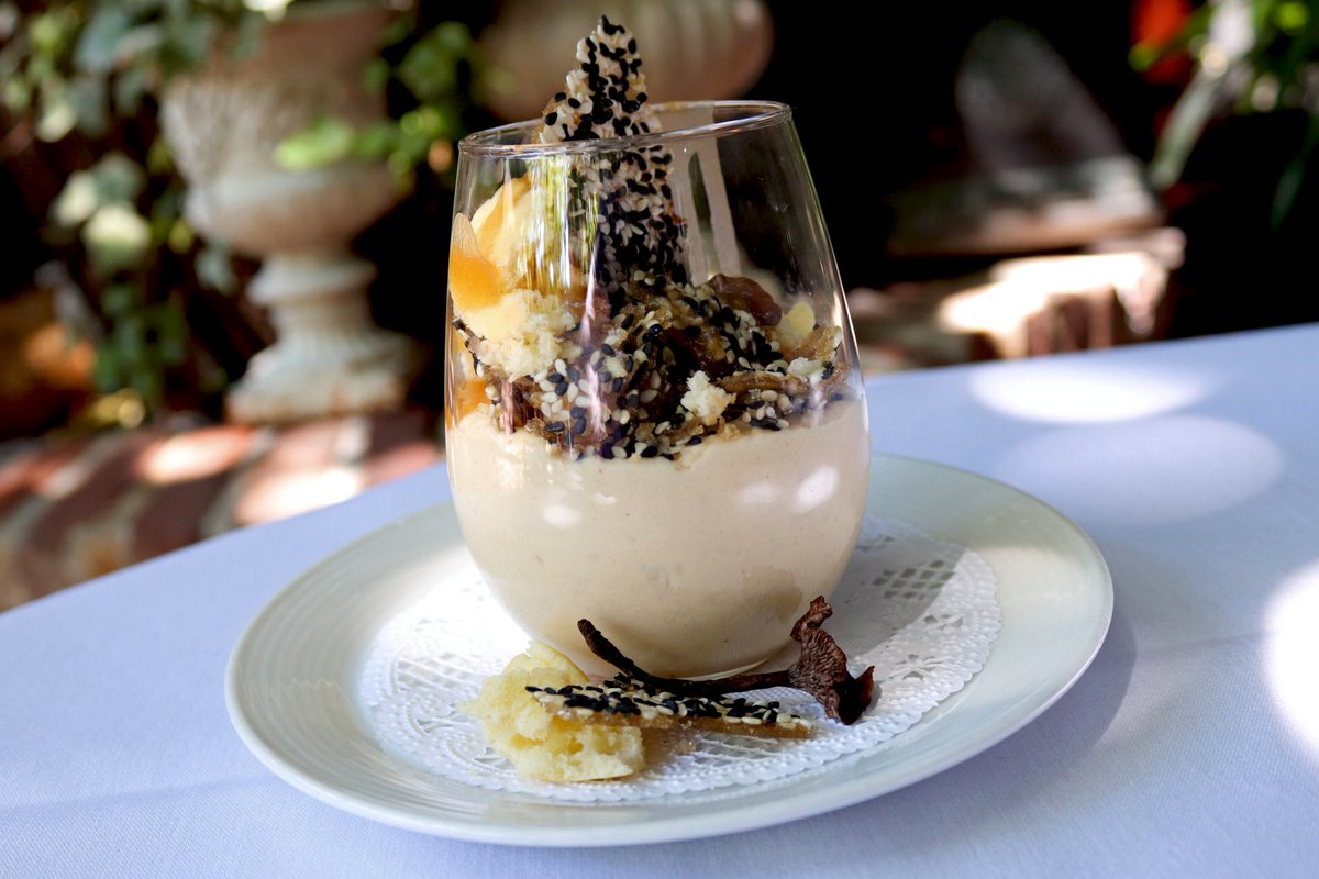 FirehouseOldSac's tweet photo. This simple, elegant dessert is hiding a special secret... Candy Cap Mushrooms. When dried these mushrooms flavor &amp; aroma intensifies, similar to maple syrup. You can smell this Peanut Butter Tahini Parfait from across the room as the maple notes waft over from the... mushrooms. https://t.co/VE1ZU3d117