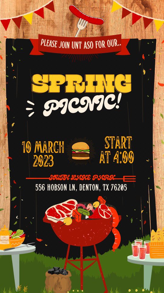 asount's tweet photo. Come kick off spring break the right way with ASO at our Spring Picnic 🧺 
There will be food, music, and games! Don’t miss out on enjoyment 🤩 https://t.co/LVKaRjR0mW