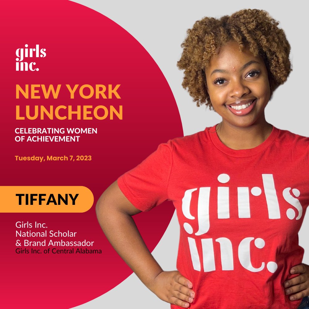 We can’t wait to hear from Tiffany next week. She is a Girls Inc. National Brand Ambassador,  Scholar, & Project Accelerate participant from @GirlsIncCentAL. She credits Girls Inc. with helping her find her purpose – to pour confidence in others as Girls Inc. has done for her.