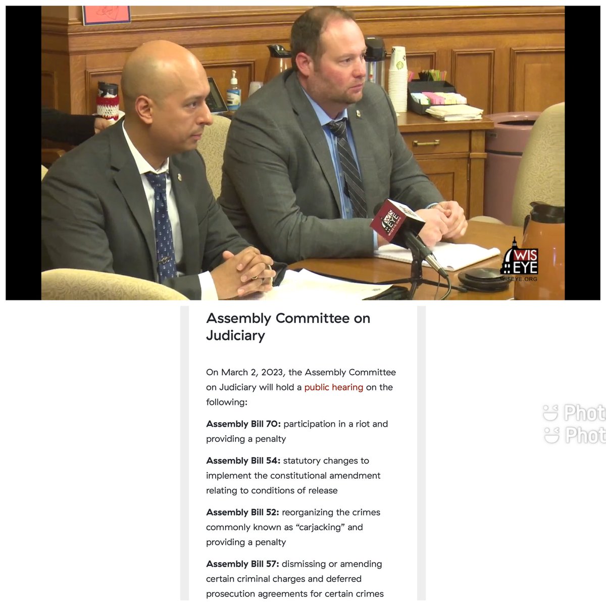 Round two of hearings in the Capital. Testifying in front the Assembly Judiciary committee on police related bills.