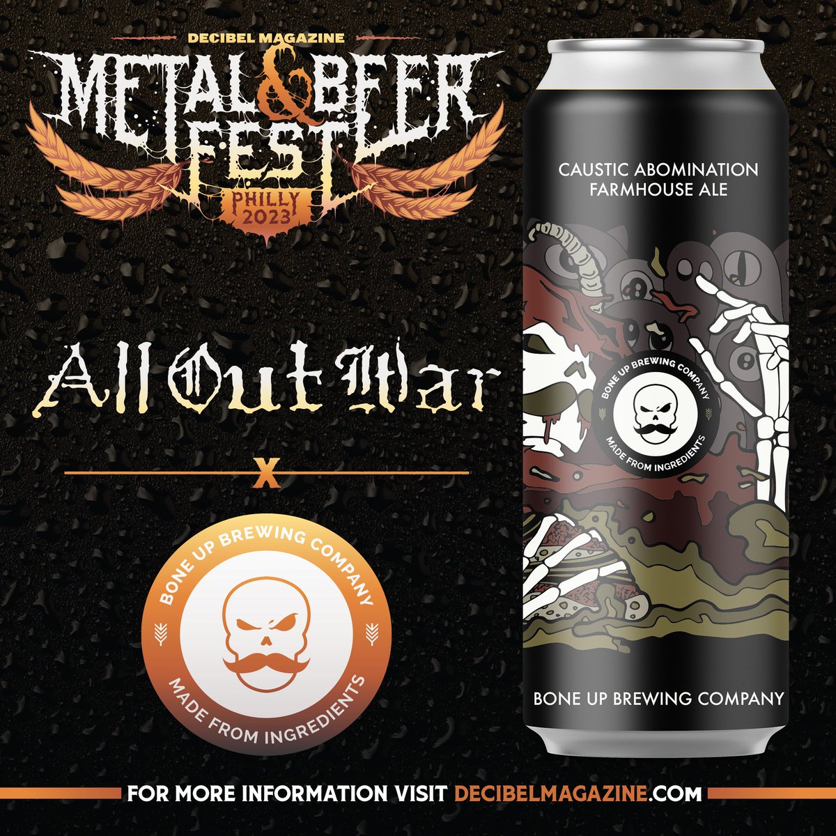 dbmagazine's tweet image. 🍺 Our next collaboration reveal for Metal &amp;amp; Beer Fest: Philly comes courtesy of #AllOutWar and Massachusetts mad-folk @BoneUpBrewing!

Presenting: Caustic Abomination - a strong farmhouse ale with an extra kick! 💀 

Try it here: concerts.livenation.com/event/02005D4D…