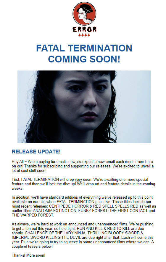 fredambroisine's tweet photo. Exciting release update by #Error4444: #FatalTermination #赤色大風暴 (1990) #烏鼠機密檔案 (1993) #弱殺 (1994) #女忍者 (1983) #神劍動山河 (1981) #御劍伏魔 (1981) &amp; a "Super Secret Japanese Film" ! #AsianCinema #HongKongCinema #TaiwanCinema #JapanCinema #MoonLee #AmbroisineHK https://t.co/VrOAxyWvhI