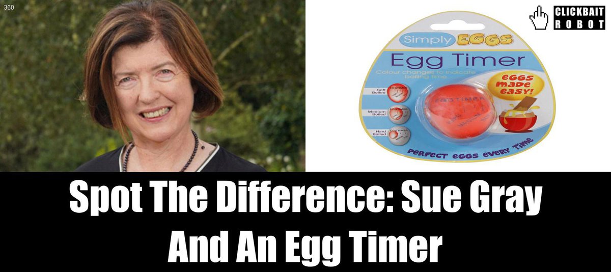 clickbaitrobot's tweet image. Spot The Difference: Sue Gray And An Egg Timer #SueGray