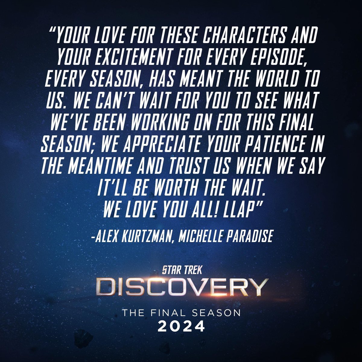 doomcock's tweet photo. Star Drek Discovery (aka STD) has finally been canceled, and this is it's last season.  Without a doubt, STD is the single worst series in history.  May it rot abandoned in a ditch.

Free at last, free at last...thank God Almighty, we are free at LAST! #STD #FakeTrek https://t.co/rP7ZmvAwLc