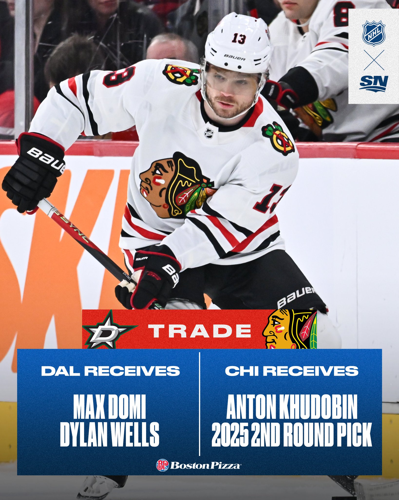 NHL on X: Domi's off to Dallas! The @DallasStars land F @maxdomi and G  Dylan Wells from the @NHLBlackhawks in exchange for G Anton Khudobin and a  2025 second-round pick! #NHLTradeDeadline  /