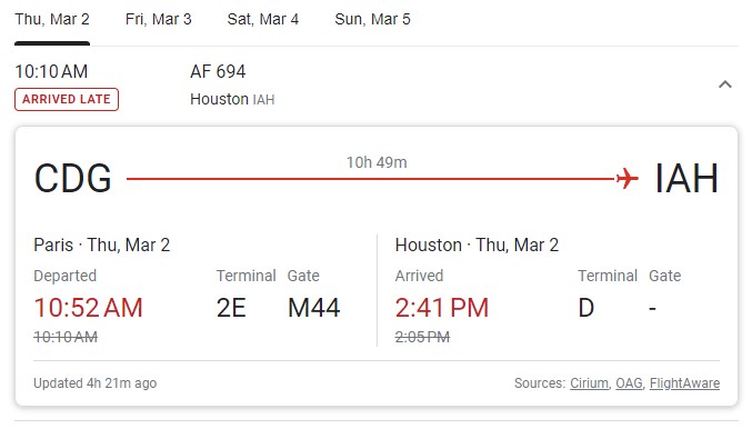 TheReal75012's tweet photo. @franck_marceau Bienvenue a Houston et bon séjour! Allez faire un tour au Livestock Show &amp; Rodeo, ça vient juste de commencer et ça vaut le détour. J'ai pris ce vol Air France 13 fois depuis 2010 et pour une raison qui m’échappe il part souvent très en retard. Meme aujourd'hui apparemment! https://t.co/2plbcfWj5c