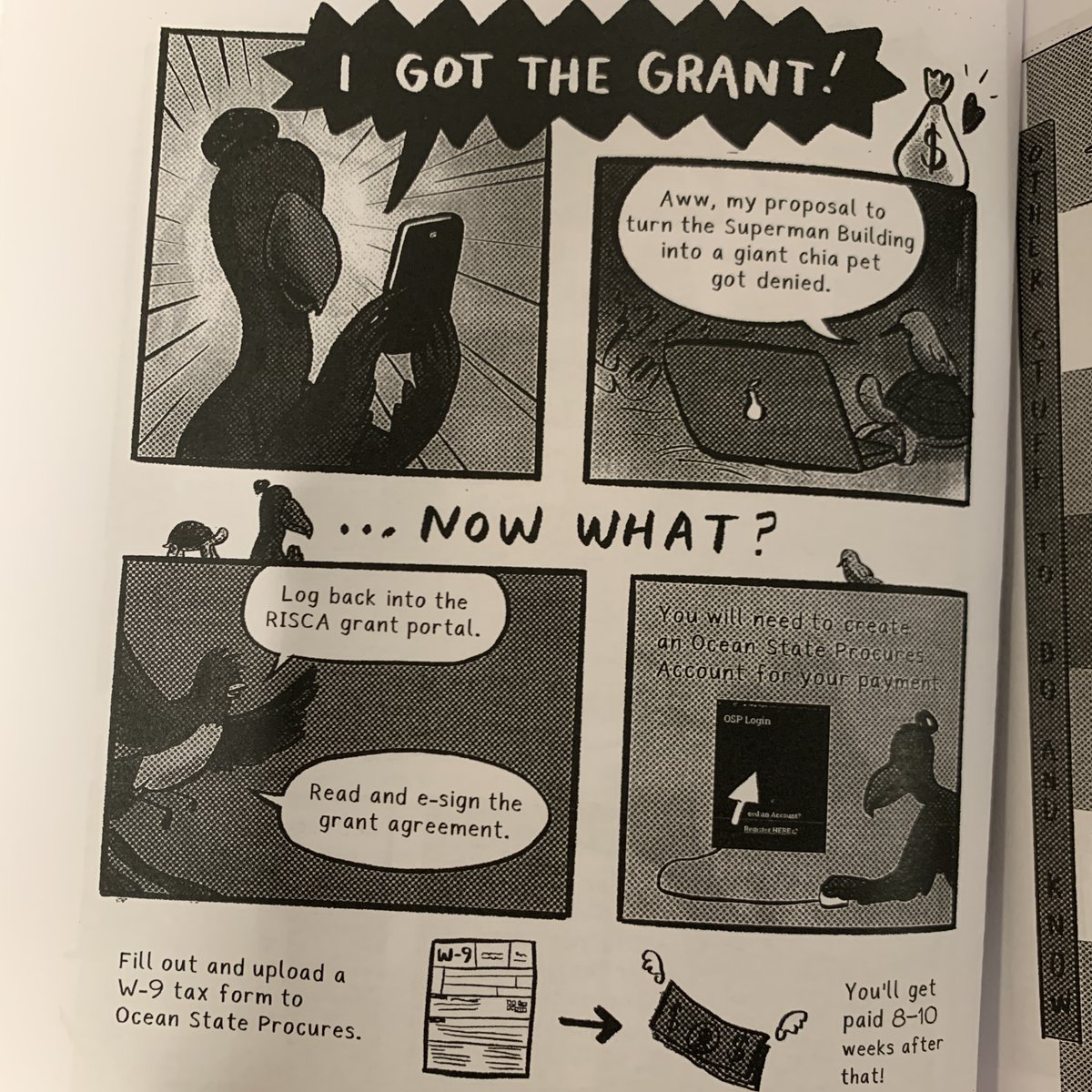 litartsri's tweet photo. We’ve got some great resources for local creatives, including this visual guide to applying for grants through @RISCA1967. Thanks to Mollie Flanagan for the copies, &amp; cheers to Member MJ Robinson @meejy_ for the amazing artwork. Stop by for a free copy (available in Spanish). https://t.co/34H9LzoxFS