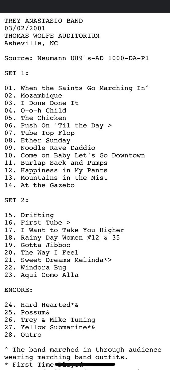 LastTube's tweet image. Trey Anastasio Band 3/2/2001 Thomas Wolfe Auditorium: Asheville, NC @TooReadIcculus U89’s.  drive.google.com/drive/folders/…