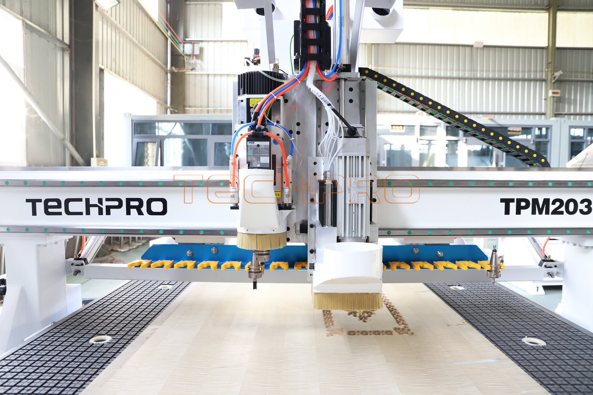 DanyTechpro's tweet image. TechPro® high end ATC CNC Router with 5+4 drilling bank 
#CNCrouter #ATCCNCMachine #cncmachinefactory #cncmachinesupplier #watercoolingspindle #woodworking #workingfordoor #solidwood #funiture #canbinet #Aluminumcutting #TechProCNC #highprecisionmachine #Chinacncmachine