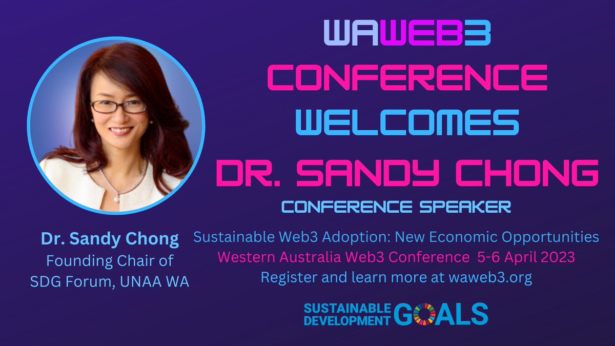 WAWB3 is thrilled to have <a href="/drsandychong/">Dr Sandy Chong</a> as a speaker onboard. A founding Chair of SDG Forum <a href="/UNAAWA/">UNAAWA</a> and multiple other business associations. There is no one else in WA who knows better how to navigate the complex world of business, academia and government with a clear SDG agenda