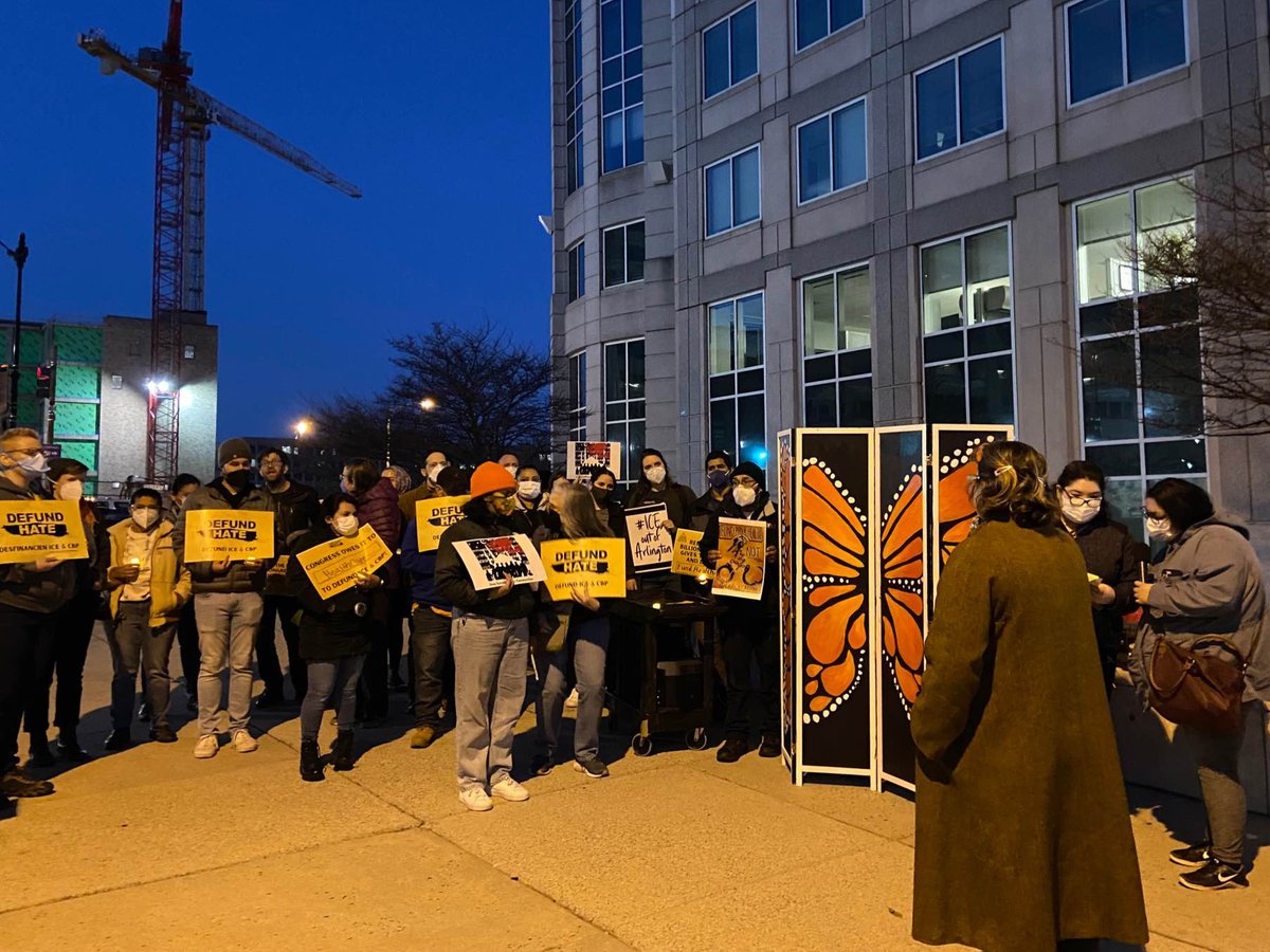 NIJC's tweet photo. Yesterday, on @DHSgov’s 20th anniversary, NIJC joined the rally to demand that Congress &amp; @POTUS cut funding to @ICEgov &amp; @CBP, shut down immigration detention centers and invest in our communities instead! #DefundHate #CommunitiesNotCages #DHS20 https://t.co/i1Rq73EVH4