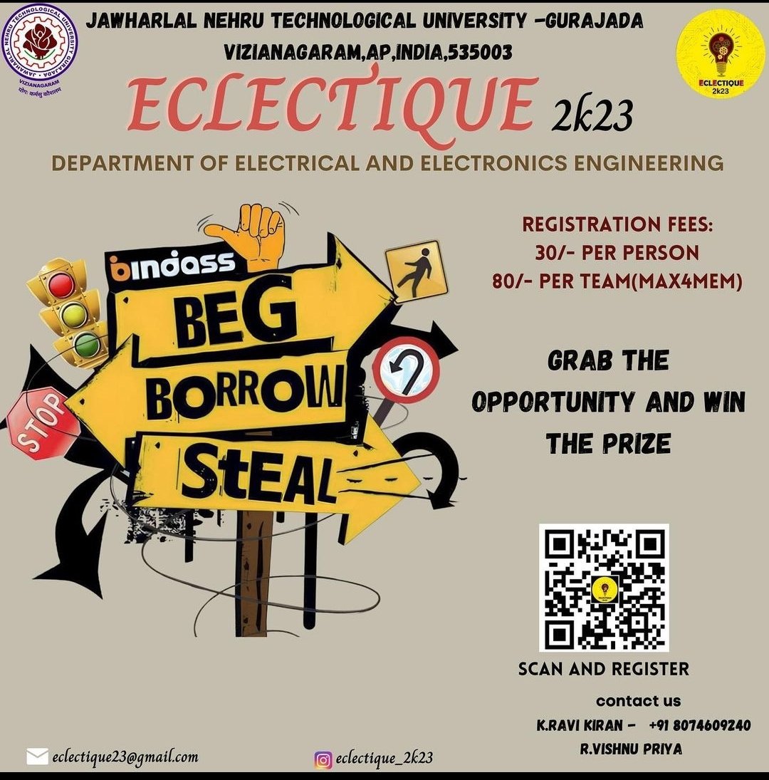 We are so excited to see you on March 13th and 14th....🔥🔥
Now it's time for you to get excited....
We announce you...
*BEG BORROW STEAL*
Do register....
Do follow....
.
.
#begborrowsteal #fest #festa #eclectique #eee #ieee #cosmic #culture #dj #flashmob #electrical #nightclub