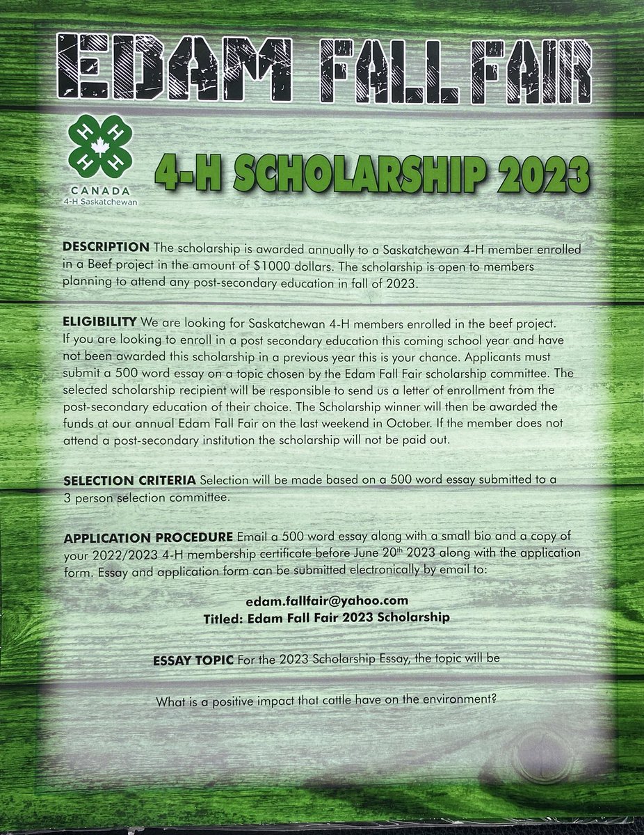 If you are a 4-H member with a beef project and are graduating this year and can type words and like winning $1000 then you should consider applying for this scholarship