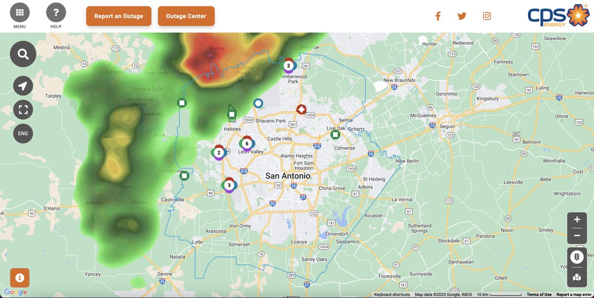 ⛈️UPDATE (7:50PM): Crews are en route to resolve weather-related outages as tonight's storms continue to roll into our service area.

As reported by Chief Meteorologist <a href="/wxprobrian/">Brian Alonzo</a>, damaging winds have already been reported in central #SanAntonio. Continue to follow for updates!