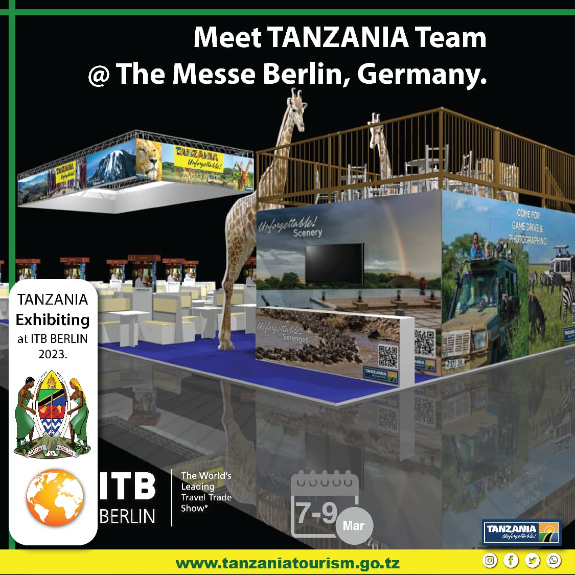 Tanzania will participate in #ITBBERLIN2023 
#travelagent #touroperator #hotels #tourismboards