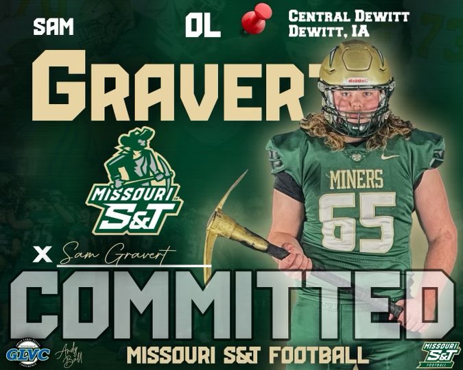 Excited to announce my commitment to play football at Missouri S&amp;T!!! Thanks to my family, teammates, and all of my coaches for helping me to get here!#PickAxeTakeNames <a href="/Miners_FB/">S&T Football</a> <a href="/CoachOeser/">Max Oeser</a> <a href="/coachball_FB/">Andy Ball</a> @CoachSkiNCSA <a href="/SaberActivities/">Saber Activities</a>