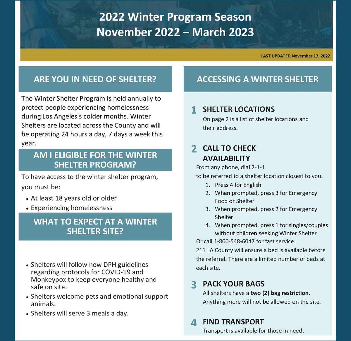 County of Los Angeles DPSS on Twitter "Need shelter from the cold