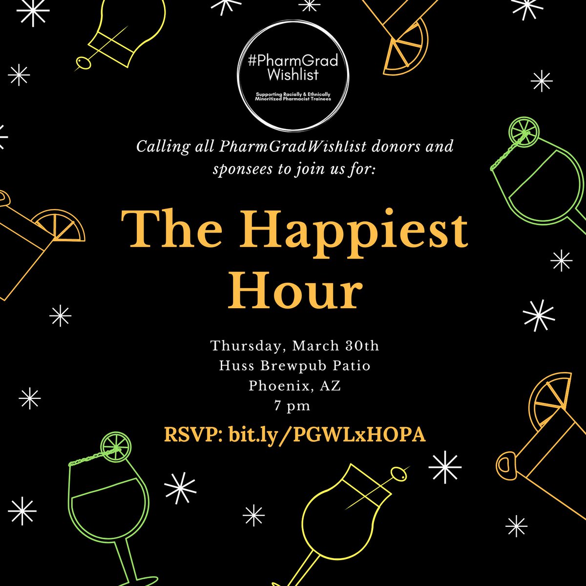 Are you a #PGWL donor or sponsee attending the @HOPArx Annual Conference?! Join us for Happy Hour!!
