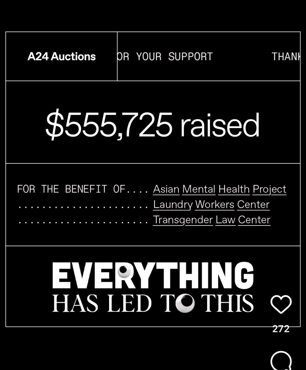 dunkwun's tweet photo. A24 raised over half a million for three incredible charities. Thank you to the passionate fans and collectors. The money is amazing to good places. https://t.co/ZL1On0IK97