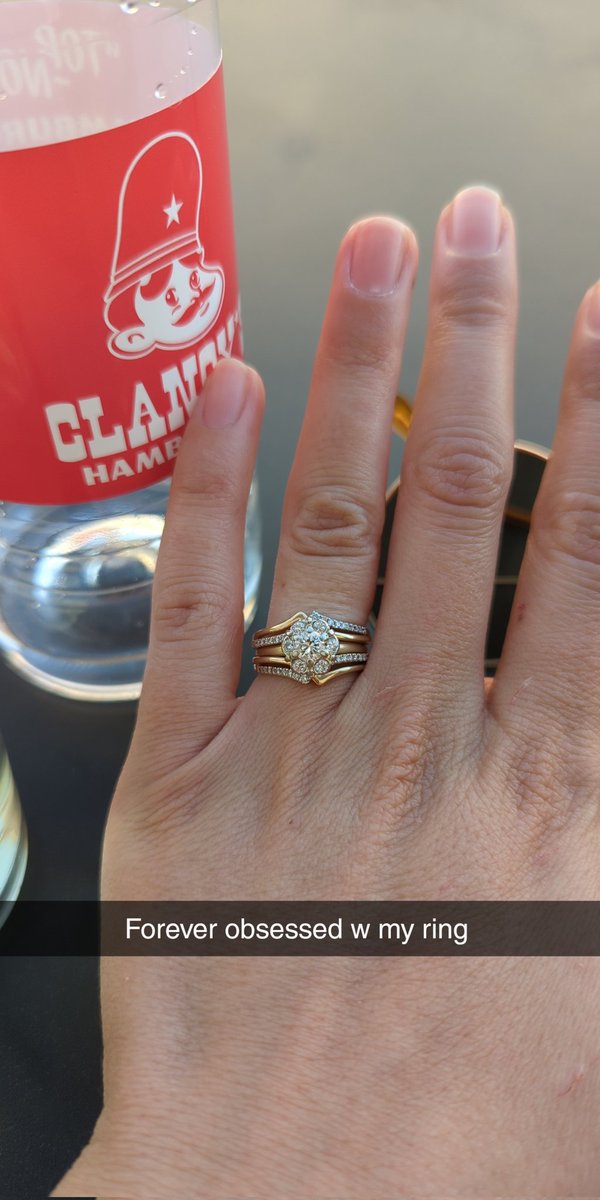 avpost's tweet photo. @yourfrienddana My engagement ring was my grandma's wedding ring that she had reset into a flower when I was born and gave to me on my 16th birthday! And then my husband picked out the band and had them soldered together 💞🫶🏻 https://t.co/5YreC81YzL