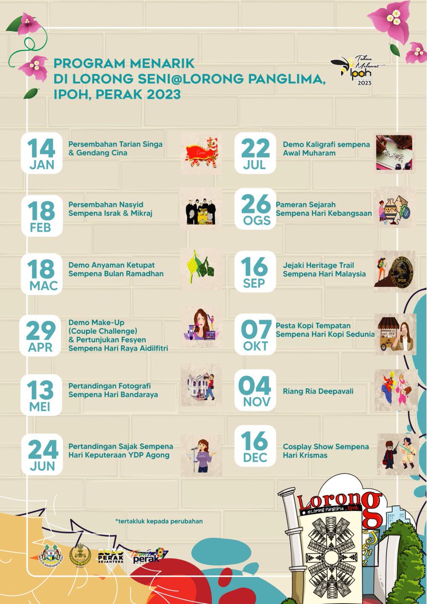 PerakTourism's tweet photo. Kalendar program/acara Tahun Melawat Ipoh 2023 dan sekarang dah ada banyak sebab untuk kome melancong ke Ipoh ye. 🤩 #mohkeIpoh #IpohSyiok 

Majlis Bandaraya Ipoh https://t.co/hoFHX2mKZo