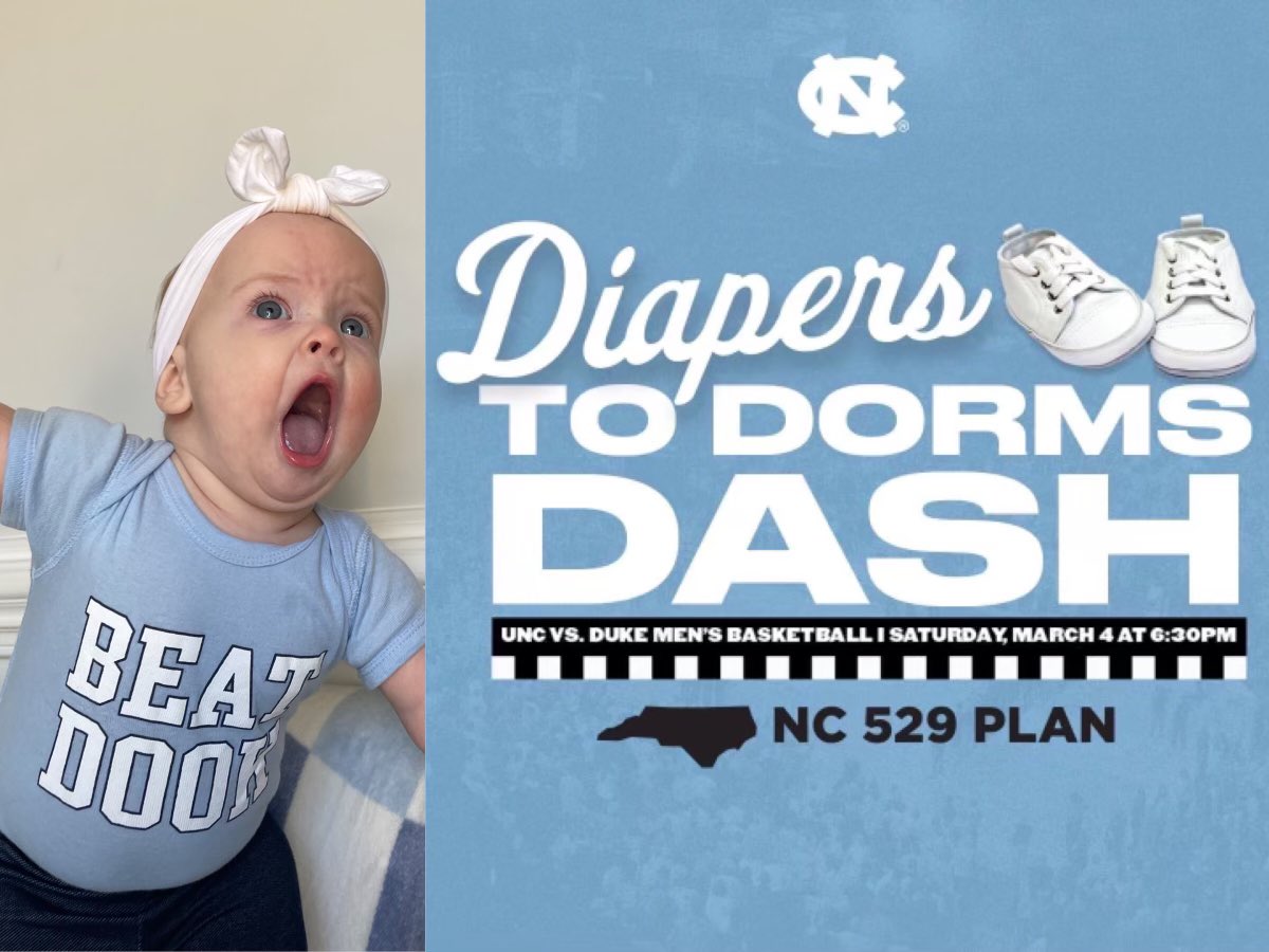 JenUNC89's tweet image. Emmie has her game face on and is ready to race! If you’ll be at the @UNC_Basketball game vs. Duke on Saturday, cheer for our girl during halftime! Go Emmie and #GoHeels! #BeatDuke