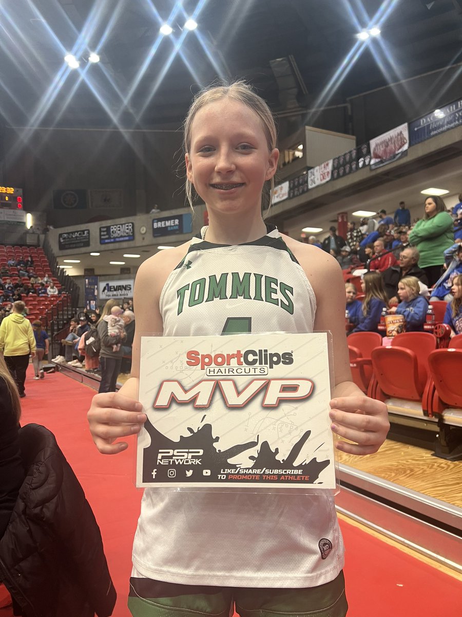 Freshman Addison Sage of Thompson on being named the PSP Sport Clips Player of the Game after scoring 20 points in the Tommies 66-43 win over EKM in State B Quarterfinals!