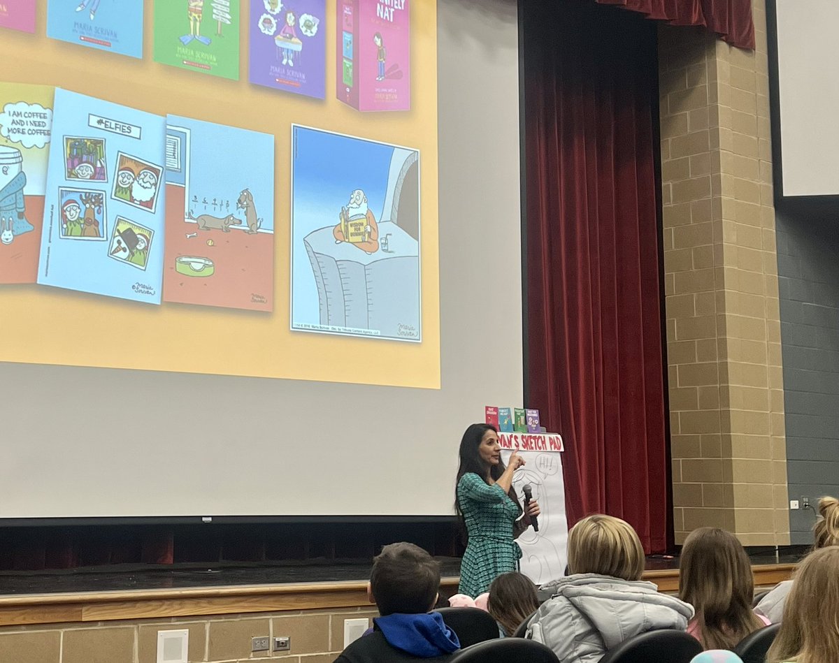 So great to hear <a href="/mariascrivan/">Maria Scrivan</a>’s story, as well as thoughtful questions from our <a href="/Yorkville115/">Yorkville Community Unit School District 115</a> students. Thanks to our district library team &amp; <a href="/Mrs_McHugh/">𝕄𝕣𝕤. 𝕄𝕔ℍ𝕦𝕘𝕙  (Steph)</a> for making authors accessible to our students at <a href="/YMSLibrary/">YMS Library</a> &amp; across the district!