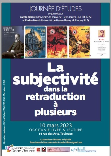 D-TIM UT2J (@cut2j) on Twitter photo Vendredi 10 mars : Journée d'études "La subjectivité dans la retraduction à plusieurs" organisée par <a href="/FilliereCarole/">Carole Fillière</a> (<a href="/CUt2j/">D-TIM UT2J</a>, LLA Creatis <a href="/UTJeanJaures/">UT Jean Jaurès</a>) et Enrico Monti (Université Haute Alsace). #traduction. Où? Occitanie Livre & Lecture. 14 rue des Arts à Toulouse. <a href="/affumt_fr/">Association AFFUMT</a> Vendredi 10 mars : Journée d'études "La subjectivité dans la retraduction à plusieurs" organisée par <a href="/FilliereCarole/">Carole Fillière</a> (<a href="/CUt2j/">D-TIM UT2J</a>, LLA Creatis <a href="/UTJeanJaures/">UT Jean Jaurès</a>) et Enrico Monti (Université Haute Alsace). #traduction. Où? Occitanie Livre & Lecture. 14 rue des Arts à Toulouse. <a href="/affumt_fr/">Association AFFUMT</a>