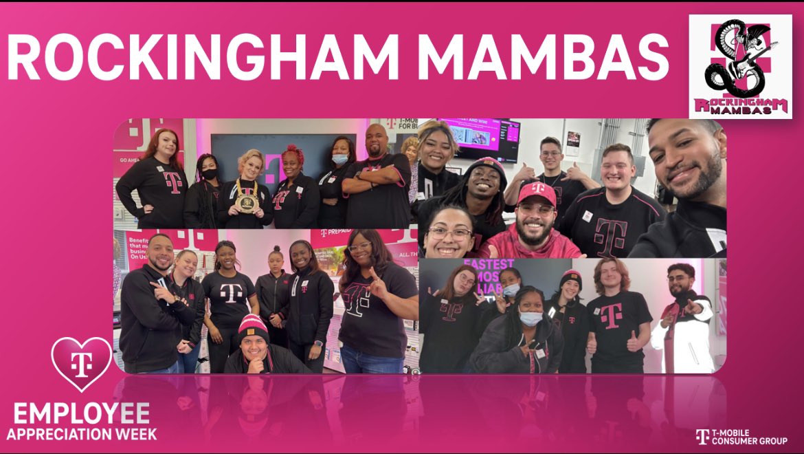 It’s Employee Appreciation week in @TMobile! I want to take a moment to recognize my entire Rockingham Mambas team! Each have amazing work ethic, passion and grit. To top it off, provides the best service experience to our customers! I’m extremely honored to lead this team.