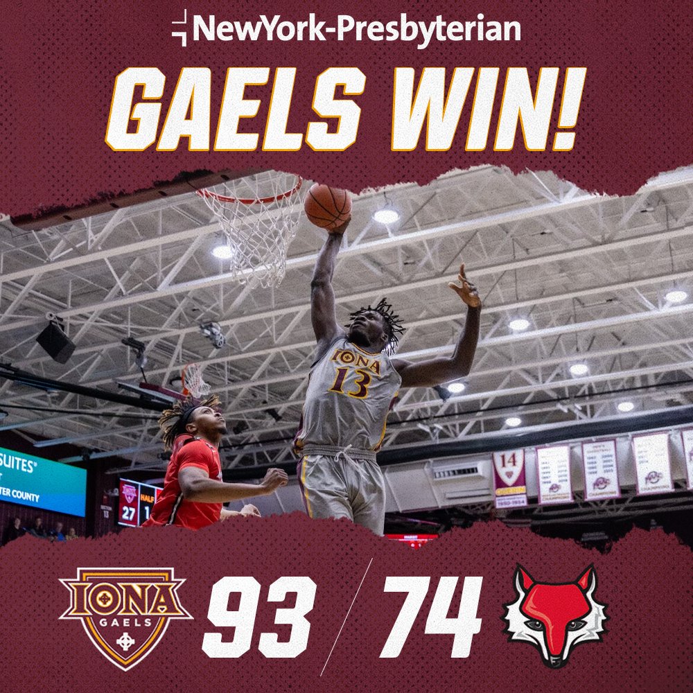IonaGaelsMBB's tweet photo. #GAELSWIN!

Nelly scores a game-high 27 points and 11 Rebs to lead the Gaels to victory on senior night!

#GaelNation | #MAACHoops https://t.co/B4GStPFr5b
