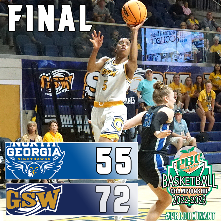 PeachBelt's tweet photo. Our championship game is set at 
@GSW_WBasketball defeats 
@UNGWBB 72-55 in the tournament semifinals to advance to Saturday's Championship Game at 1pm!
#PBCDominant https://t.co/B1UK2zrngi