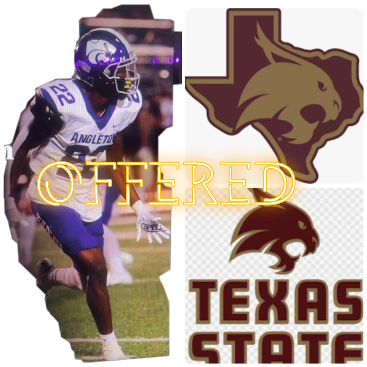 #agtg After a conversation with <a href="/26Int_Hit/">Dexter McCoil Sr</a> I am extremely blessed to say that I have received my first D1 offer from Texas State University of San Marcos!!🙏🏾❤️ #eatemup #takebacktexas #txst <a href="/TXSTATEFOOTBALL/">Texas State Football</a> <a href="/CoachJBrittain/">Jason Brittain</a> <a href="/PurpleReignFB/">Angleton Wildcats Football</a> <a href="/ford_alonzo/">Coach Zo</a>